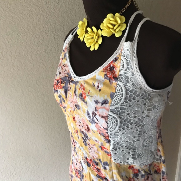 Xhiliration Floral Crochet Boho Dress Size S - Picture 2 of 8